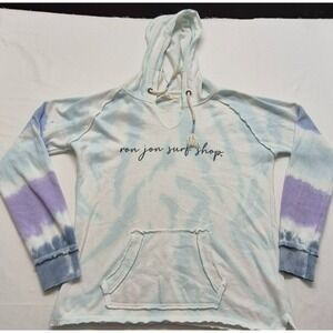 Ron Jon Surf Shop women's blue/white/purple tie-dye front pocket hoodie sz. L